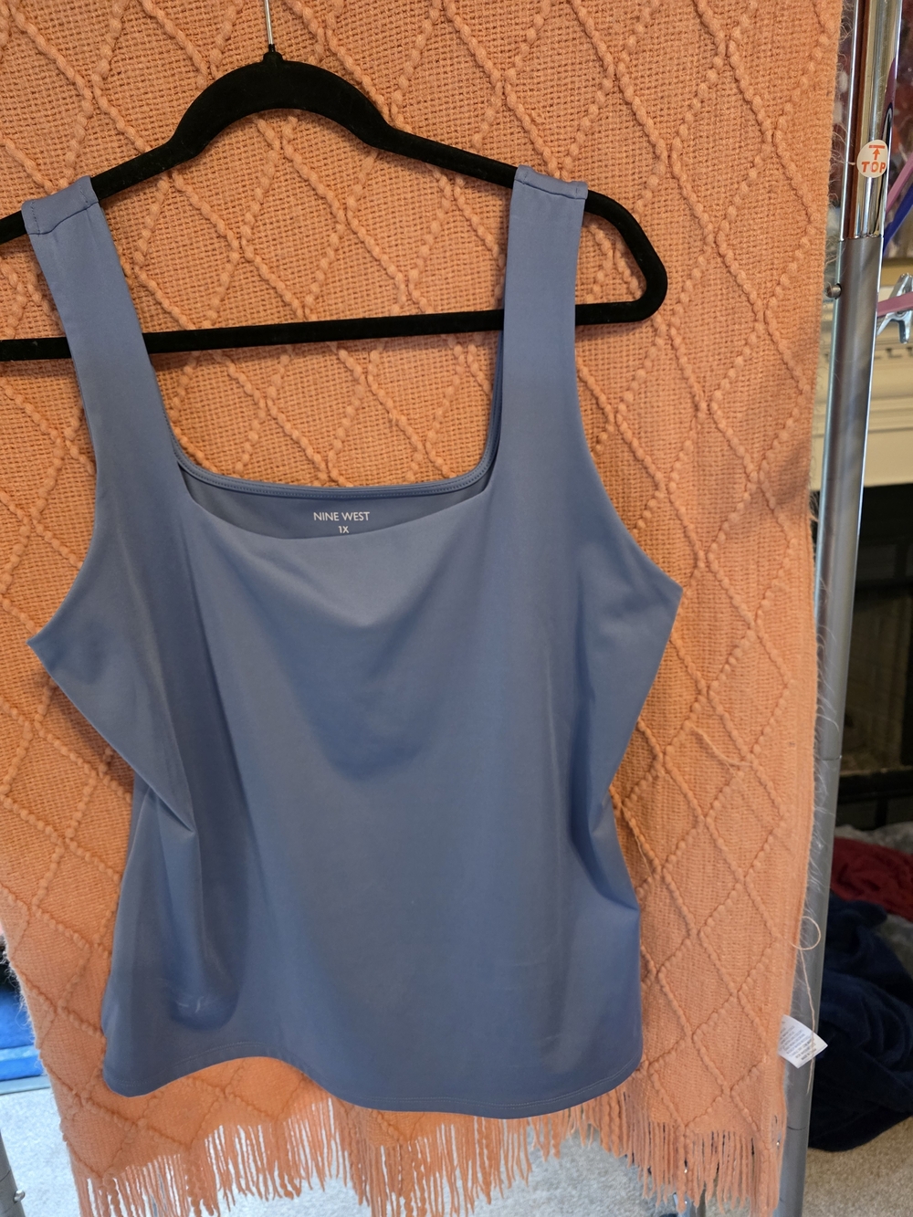 Nine West Dusty Blue Square Neck Tank